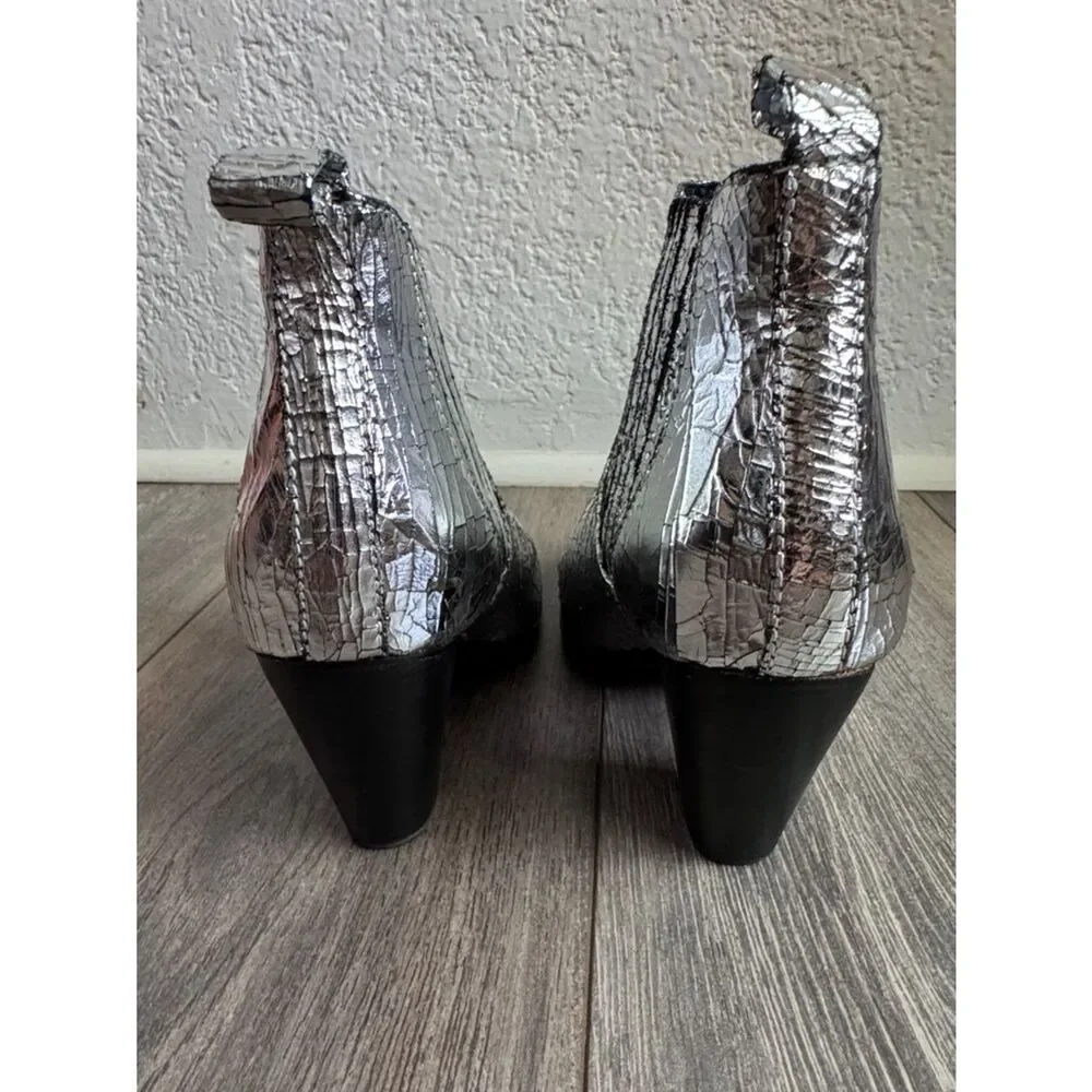Adding & Voltaire Metallic Silver Women's Ankle Boots - Fashion Heel sz 8